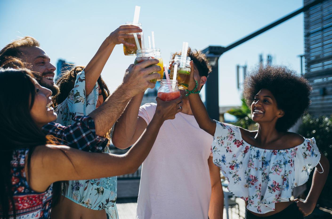 Group of Friends Having Fun on the Rooftop of a Beautiful Pentho